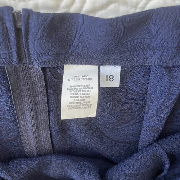 Dorby Skirt Suit Bow Pocket Detail Mock Collar Textured Paisley Navy Blue 18 - Picture 13 of 13